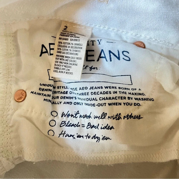 American Eagle Outfitters Women White Jeans Pants 2 Mid Rise Straight Leg Casual - Picture 14 of 16